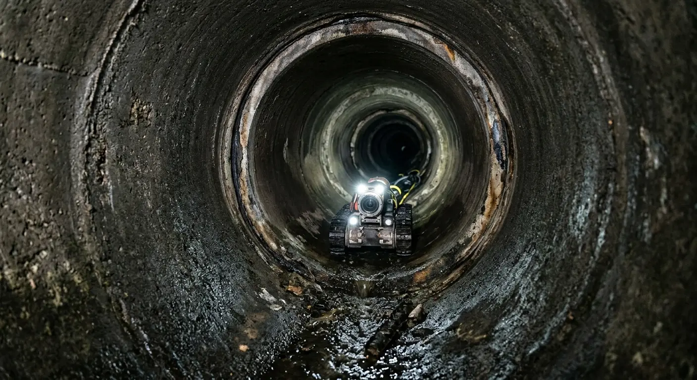 Robotic sewer camera inspecting pipe interior for Sewer Line Repair in Clarkston